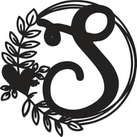 Fancy Heart & Leaves Monogram Letter