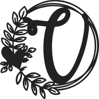 Fancy Heart & Leaves Monogram Letter