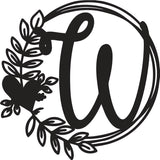 Fancy Heart & Leaves Monogram Letter