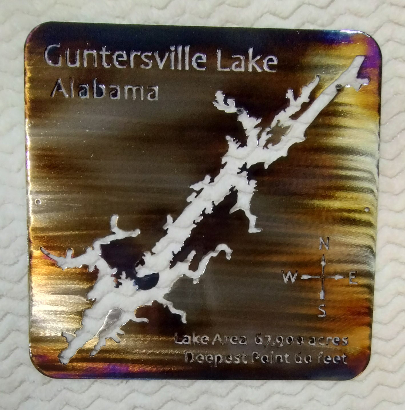 Guntersville Lake Alabama Map Metal Wall Art