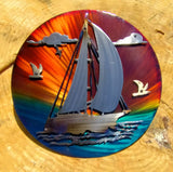 Layered Sailboat Metal Wall art Scene