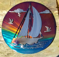 Layered Sailboat Metal Wall art Scene
