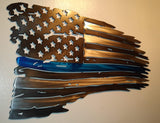 United States Blue Line Tattered Flag