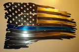 United States Blue Line Tattered Flag