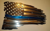 United States Blue Line Tattered Flag