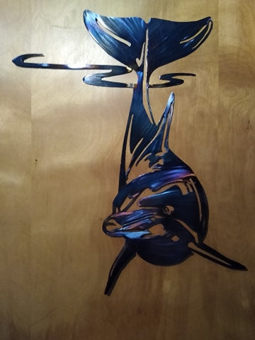 Dolphin swimming (Metal Wall Art)