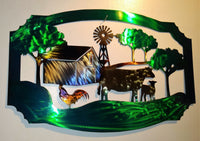 Framed Farm Scene Metal Wall Art