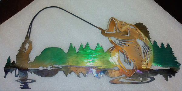 Catching a Big Bass Metal Wall Art