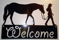 Girl and Her Horse Welcome Sign