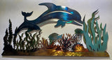 Dolphins in Coral Reef Layered Art