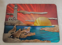 Sunset Seascape with Lighthouse and Seals Layered Art Piece