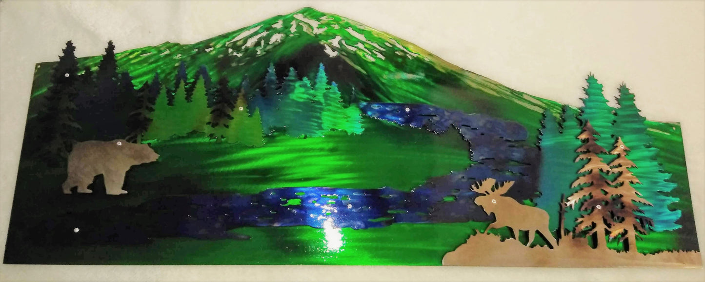 Mountains and River Layered Art Piece