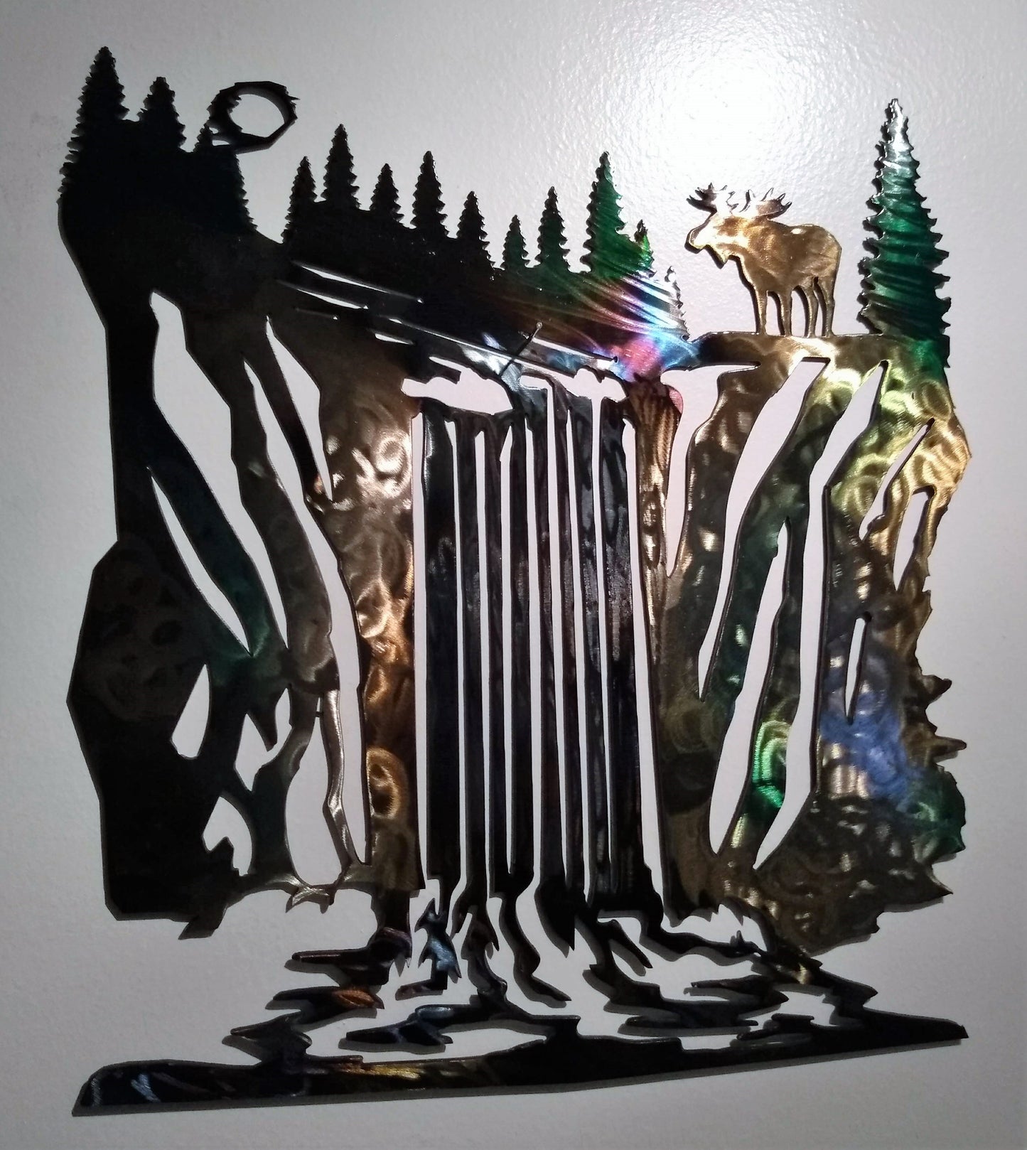 Waterfall Scene with a Moose