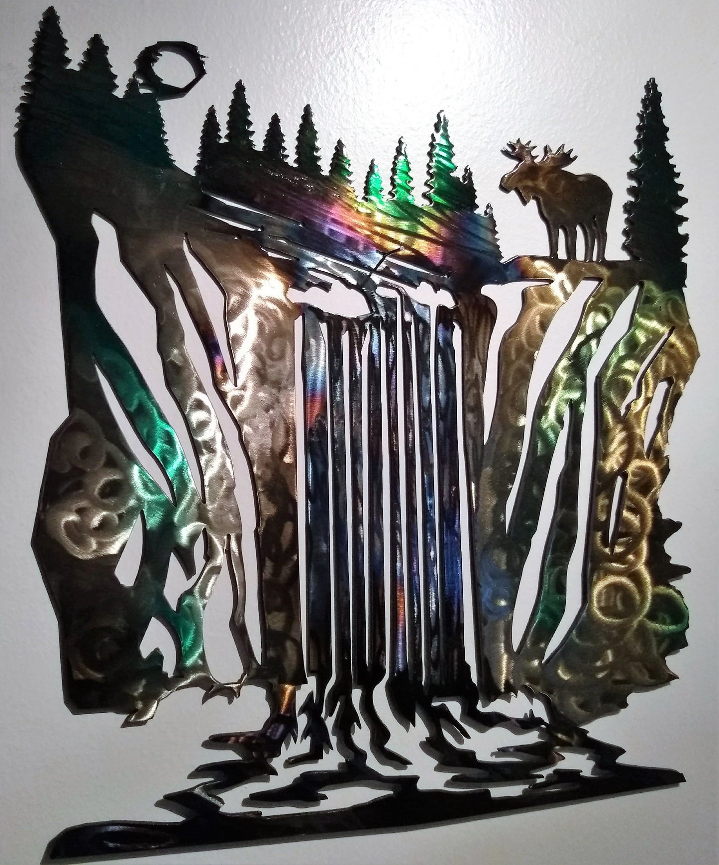 Waterfall Scene with a Moose