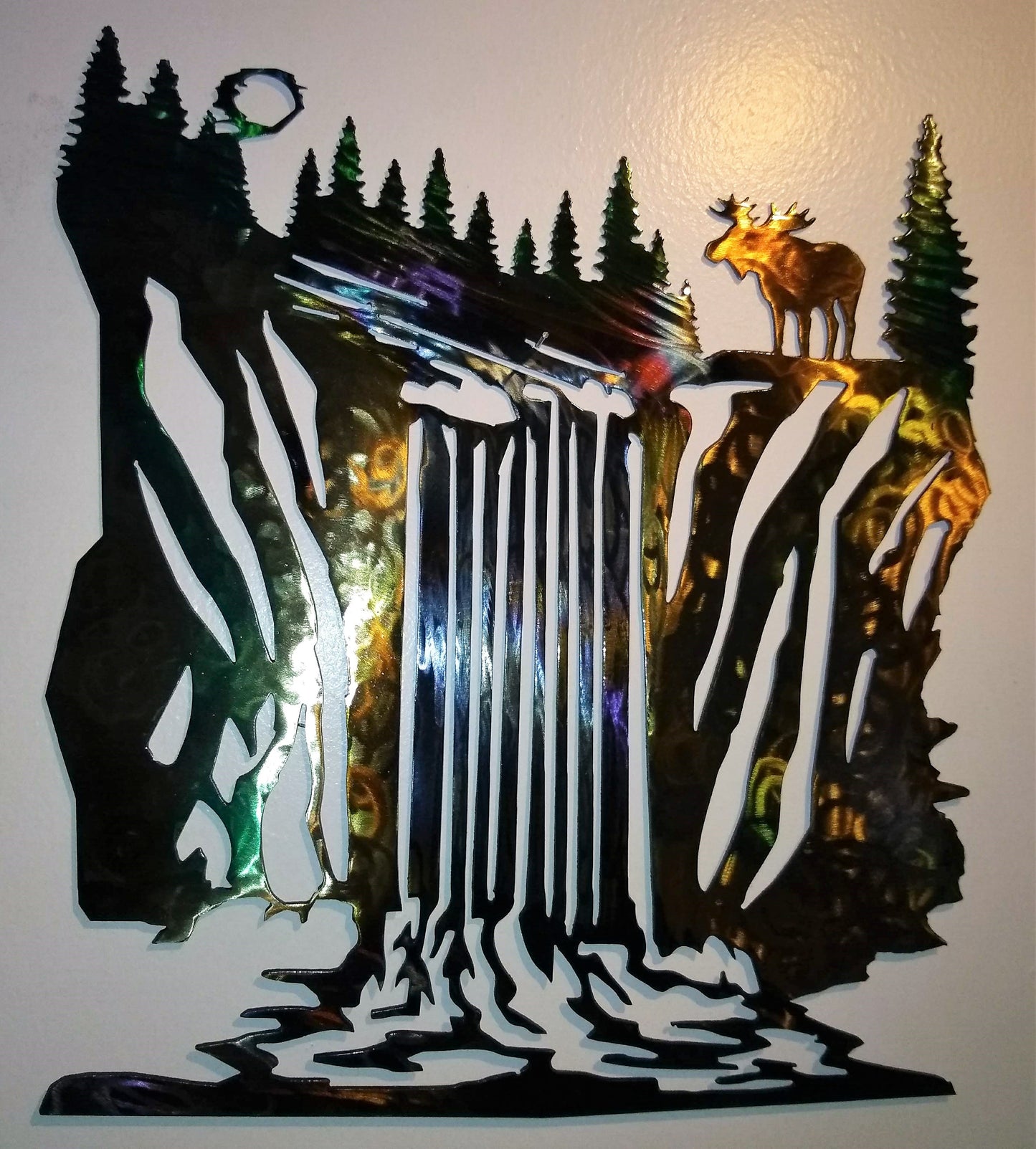 Waterfall Scene with a Moose