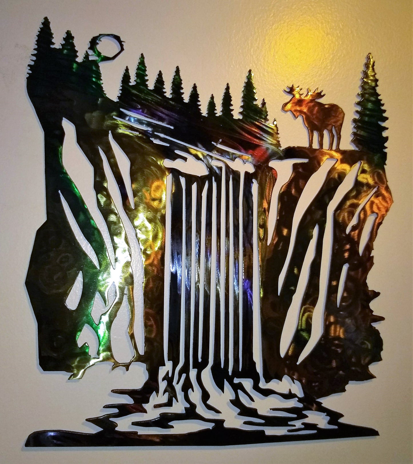 Waterfall Scene with a Moose