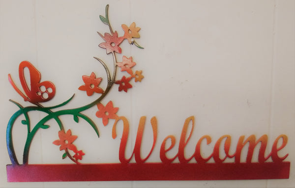 Butterfly & Flowers Welcome sign
