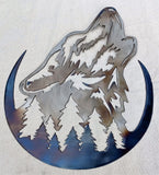 Wolf Howling at the Moon metal wall art